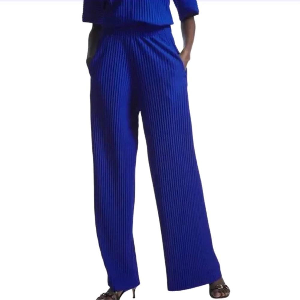 COS Wide Leg Pleated Fluid Relaxed Fit Cobalt Blue Trousers Pants XS